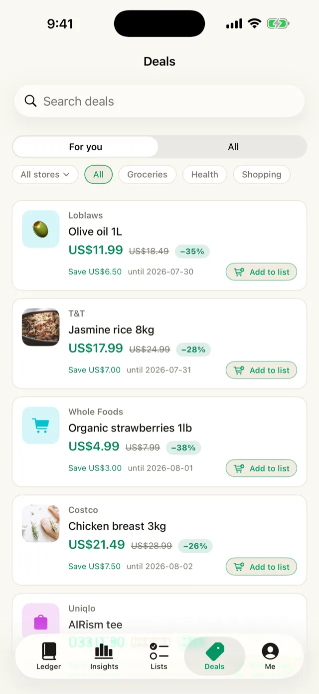 Deals on what you already buy